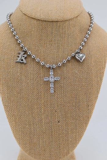 5mm Ball Chain Cross Pendant Necklace