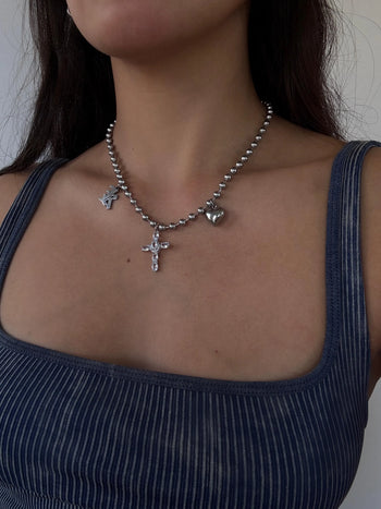 5mm Ball Chain Cross Pendant Necklace